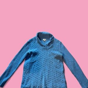 Studio Works Ribbed Knit Blue Sweater